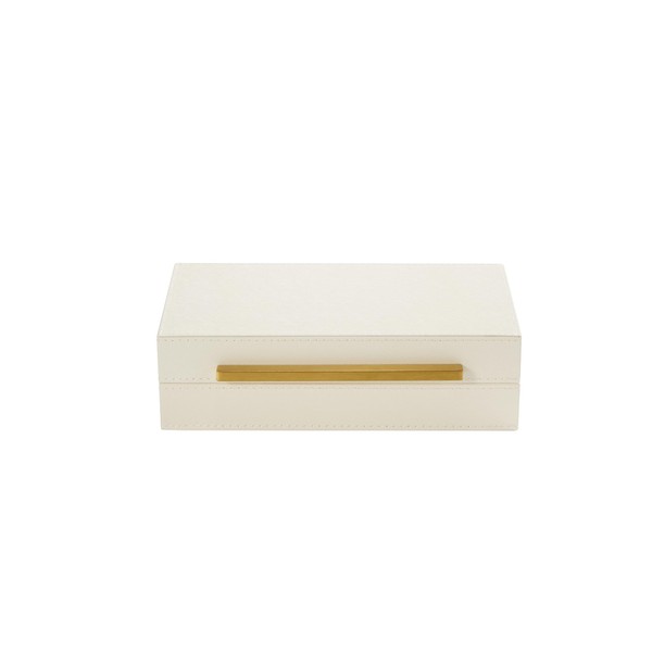 Generic Pearl White Small Decorative Box with Gold handle, PU