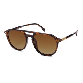 SOJOS Retro Polarized Aviator Sunglasses for Women Men,Trendy Square Shades UV400 Protection SJ2605 Tortoise/Gradient Brown