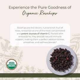 Starwest Botanicals Rosehips Whole Organic - Dried Herb for Tea & Baking, Natural Source of Vitamin C, Seedless, Cut & Sifted, Certified Kosher, Non-GMO - Bulk 1 lb Bag