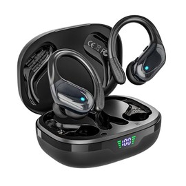 HAOYUYAN Auriculares inalámbricos, auriculares Bluetooth deportivos, auriculares deportivos con 80 horas de reproducción, con pantalla de alimentación