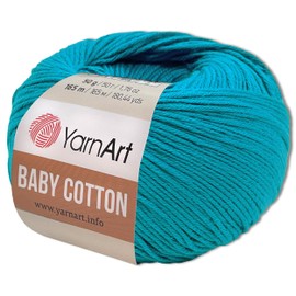 Frida's Wollhaus YarnArt 50g Baby Cotton Wool Cotton Acrylic Crochet Yarn Knitting Yarn 55 Colours (458 | Peacock Blue)
