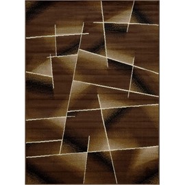Champion Rugs Modern Geometric Abstract Lines Design Brown Area Rug, Perfect Hardwood, Tile, or Carpet Cover, Ideal for Bedroom, Kitchen, Living Room, Entryway, or Office (2’ X 7’ Runner)