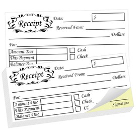 50 Sets Receipt Book Order Forms Pad 2 Part Carbonless 2.75 x 6 Inch Sales Receipt Form, Invoice Pad Invoice Book for Small Business