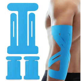 XFSRG Pack of 12 Kinesiotapes Elbow Pre-Cut Waterproof Elastic Stabilisation Kinesiology Bandage for Sports Durable Support (Blue)