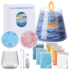 BOJOOM Kit de 3 Velas Aromaticas Decorativas(Cielo NocturnoFlores EnsueñoOcéano),Velas Perfumadas Arte de Arena DIY,Cera Soja 100,Regalo para Día de  
