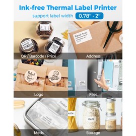 Phomemo M110 Bluetooth Thermal Label Printer, Upgraded Label Maker Machine for Phone and Windows/Mac(USB), Label Maker for Clothing, Jewellery, Retail, Address, Barcode, With 1 Labelroll