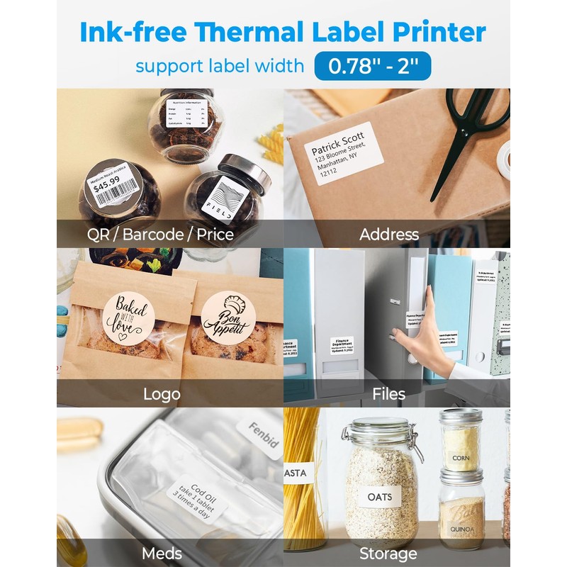 Phomemo M110 Bluetooth Thermal Label Printer, Upgraded Label Maker Machine