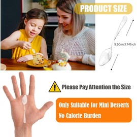 Clear Plastic Spoons Heavy Duty Plastic Small Dessert Spoons Reusable (Mini Dessert Spoons-200pcs(3.74" Long)-Transparent)