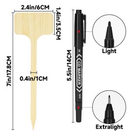 KINGLAKE 50 Pcs Bamboo Plant Labels,7 Inch Tall Plant Tags Labels,Nursery Garden Labels Markers Tags for Plants Outdoor Garden Waterproof Plant Name Tags with Marking Pen