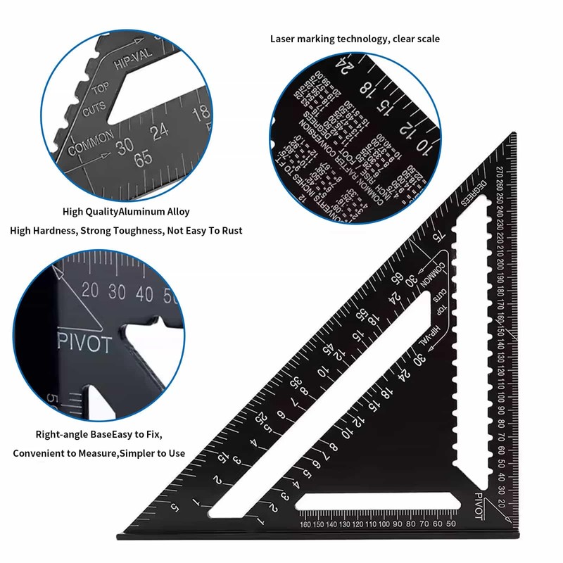 2 Pcs Rafter Square Metric, 12 inch & 7 inch