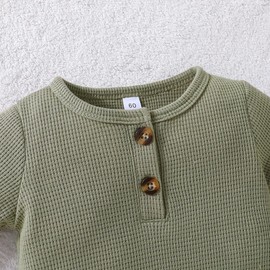 Luolabala Baby Boy Clothes Solid Simple Romper Jumpsuit One Piece Jumpsuit Long Sleeve Baby Outfits with Hat Clothing Sets Green 6-9months