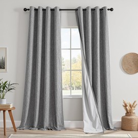 MYSKY HOME Opaque Thermal Curtains Bedroom with Eyelets for Living Room Blackout Curtains, Set of 2 H 245 x W 140 cm, Dark Grey