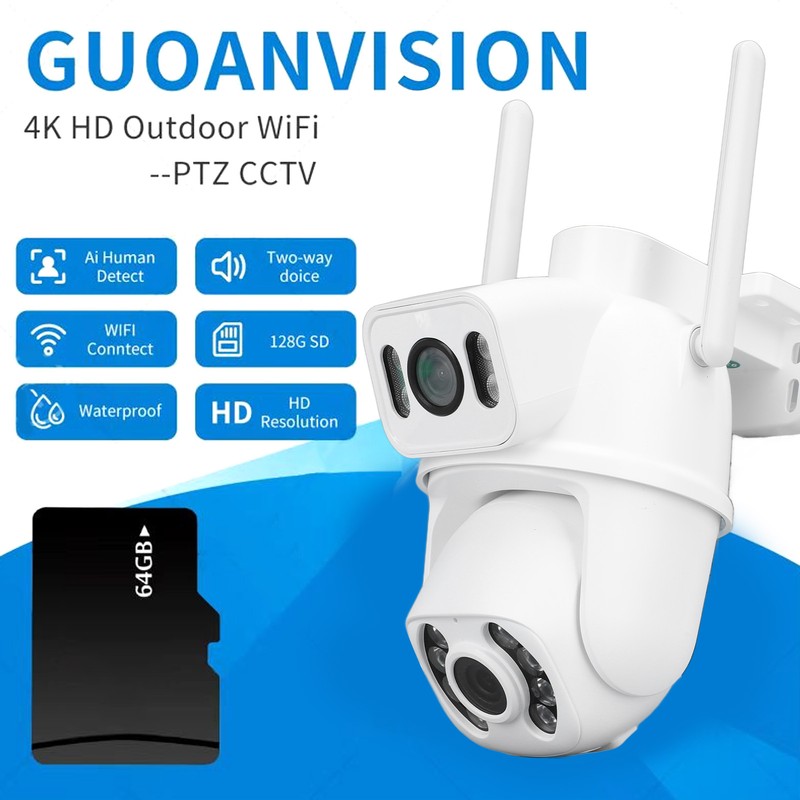 Dual Lens Security Camera Two Night Vision 3MP IP66 2304x2592