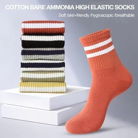 YUWEIGIFT 6 Pairs Cotton Colorful Retro Thin Striped Socks for Men & Women，Women Crew Socks，All Season Socks for Women