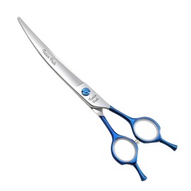 Fenice Peak Grooming Scissors for Dogs 7 inch Curved Pet Grooming Scissors Ergonomically Designed Blue Handles Ideal Dog Shears for Precise Trimming Easy Use.