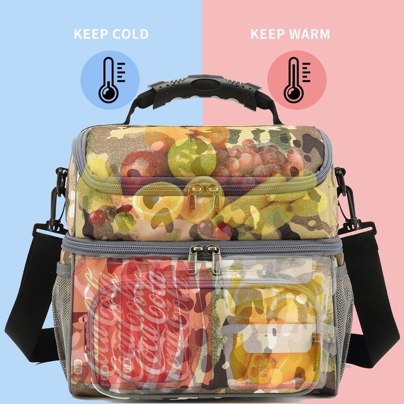 FlowFly Double Layer Cooler Insulated Lunch Bag Adult Lunch Box