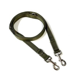 Police Style Dog Training Lead Double Ended 5ft (1.5 Metres Approx) Adjustable Leash Multi-Functional In Cushion Webbing (Olive Green, 25mm)