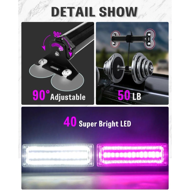 Emergency Strobe Traffic Light Bar 40 LED Dash Safety Flashing