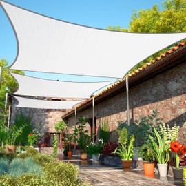 ShadeMart 12' x 20' White Sun Shade Sail UPF50 Rectangle smTAPR1220 Canopy Fabric Cloth Screen, Water Permeable & UV Resistant, Heavy Duty, Carport Patio Outdoor - We Customize Size