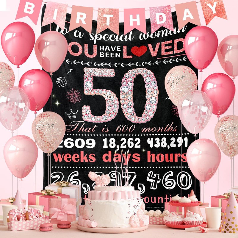 BAOERN 50th Birthday Gift for Her， 1976 Birthday Blanket 50"x60"