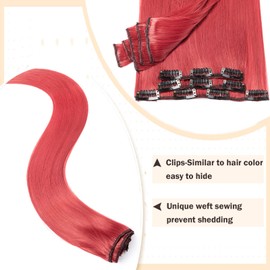 SEGO Clip-In Extensions 8-Piece Set 66 cm Synthetic Straight Natural Dark Red