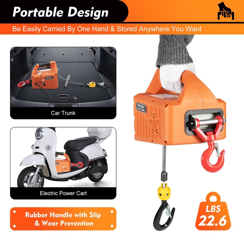 CNCEST 3 in 1 Electric Hoist Winch, with Portable Handle