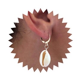 Allereya Vintage Cowrie Drop Earrings Puka Shell Dangle Earrings Shell Dangling Earrings Gold Cowrie Huggie Earrings Jewelry for Women and Girls (Gold)