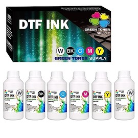 Green Toner Supply ((DNK Ink 6-Pack, 500 ML) Premium Pigment Heat Transfer Ink Combho 5-Color Refill for Printer DX7 ET-8550 R1390 R1800 XP600 L1800, High Volume
