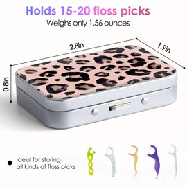 Gerkia Dental Floss Portable Case, Easy to Store Floss Picks of Various Sizes, Portable Dental Floss Dispenser is Perfect for Travelling, Hotels, Dinners, Appointments.Leopard Print