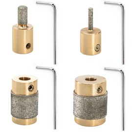 Hedume Set of 4 Glass Grinder Bits, 1 3/4 1/4 1/8 Inch Diamond Grinder Bit Head Tools Combination Set, 4 Sizes Brass Core Stained Glass Grinder Bits & Diamond Grinder Bit Head Tools