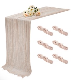 6 Pack Cheesecloth Table Runner 10Ft Dusty Pink Boho Gauze Rustic Sheer Cheese Cloth Table Runner for Centerpiecr Bridal Baby Shower Decor Wedding Party Fall Thanksgiving Christmas Decoration