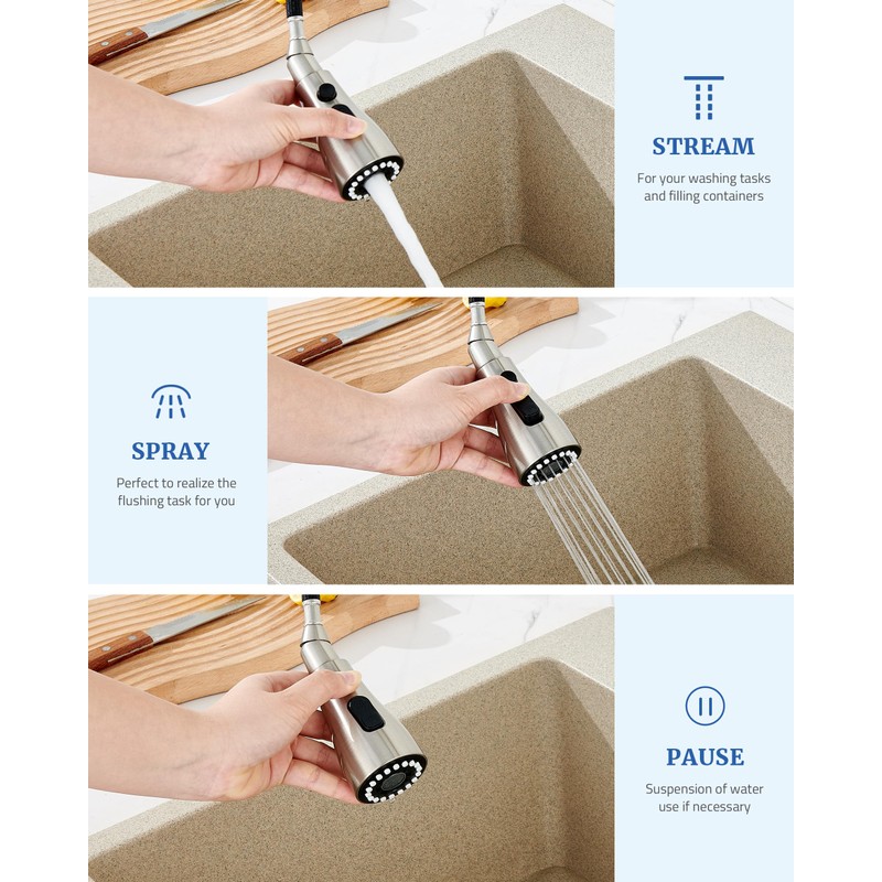 Kitchen Faucet Head Replacement with 15 Adapters - 3 Functions