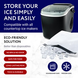 IMPRESA Large Reusable Ice Bag Set - Pack of 3, Clear - Leakproof Zip Closure & Ice Storage for Freezer - Dishwasher Safe & Reusable Freezer Bags for Coolers - 10" x 9" x 3"