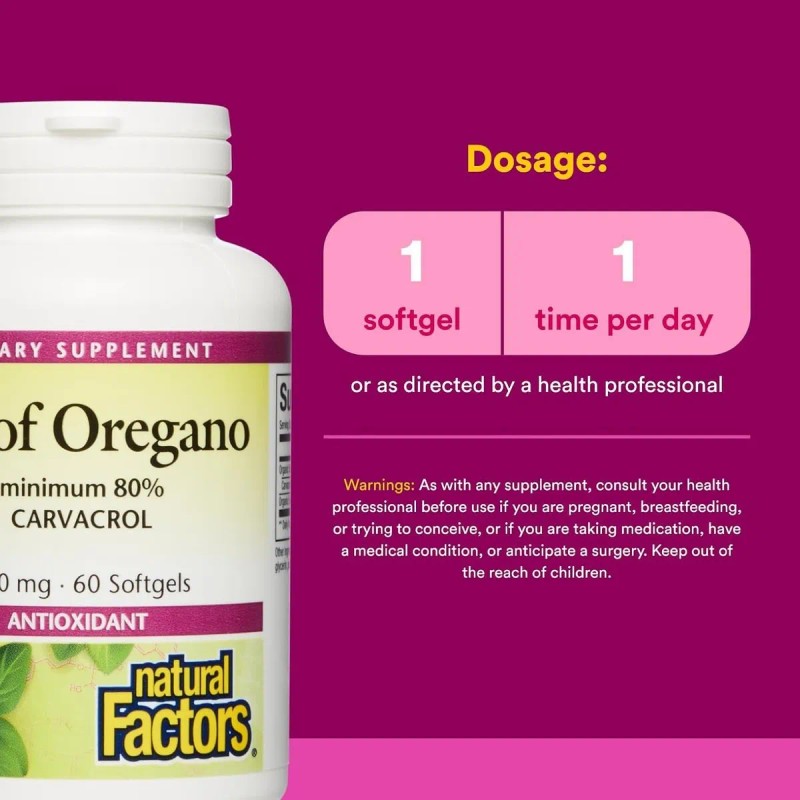 Natural Factors Aceite De Orégano 180 Mg 60 Softgels Sfn