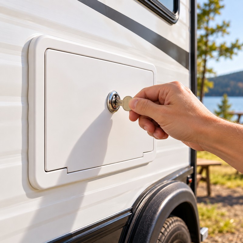 Lockable RV Exterior Shower Box Kit with 1.5m Hose, Hot