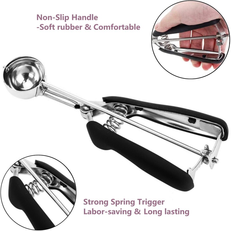 18/8 Stainless Steel Cookie Scoop, Cookie Scoops for Baking, 0.8Tbsp/2.5tsp/12.5ml/0.5oz