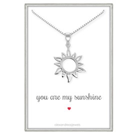 Sun Necklace, Sterling Silver Sun Pendant Necklace for Women, Sunburst Necklace (18 inches)