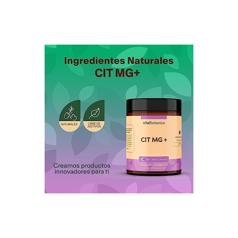 Citrato de Magnesio + Jengibre. Con 120 cápsulas de 500mg