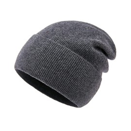 Lallier 100% Merino Wool Beanie for Men and Women, Pure Wool Ribbed Knit Warm Winter Hat with Gift Box (Dark Gray)