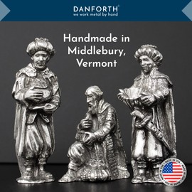 DANFORTH The Three Kings Nativity Set – Handcrafted Pewter Nativity Wisemen Figurines – Made in USA