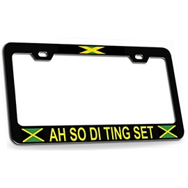 Custom Brother - AH SO DI TING Set Jamaica Jamaican Steel Metal License Plate Frame by, W23