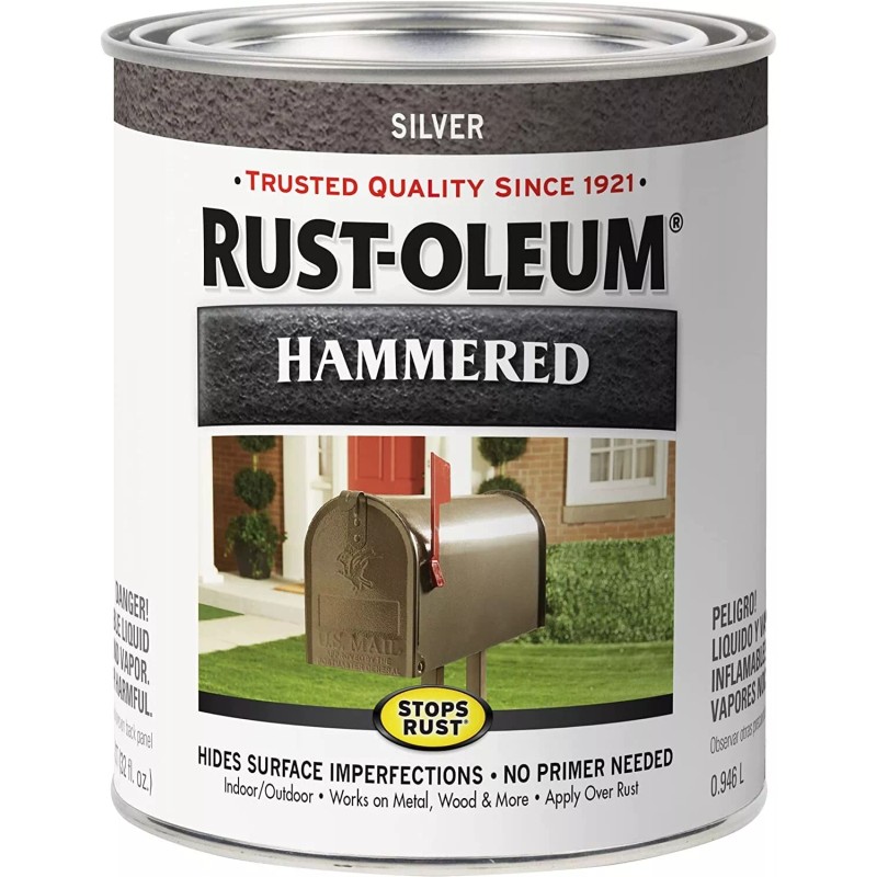 Rust-Oleum 7213502 Hammered Metal Finish, Silver, 1 Quart
