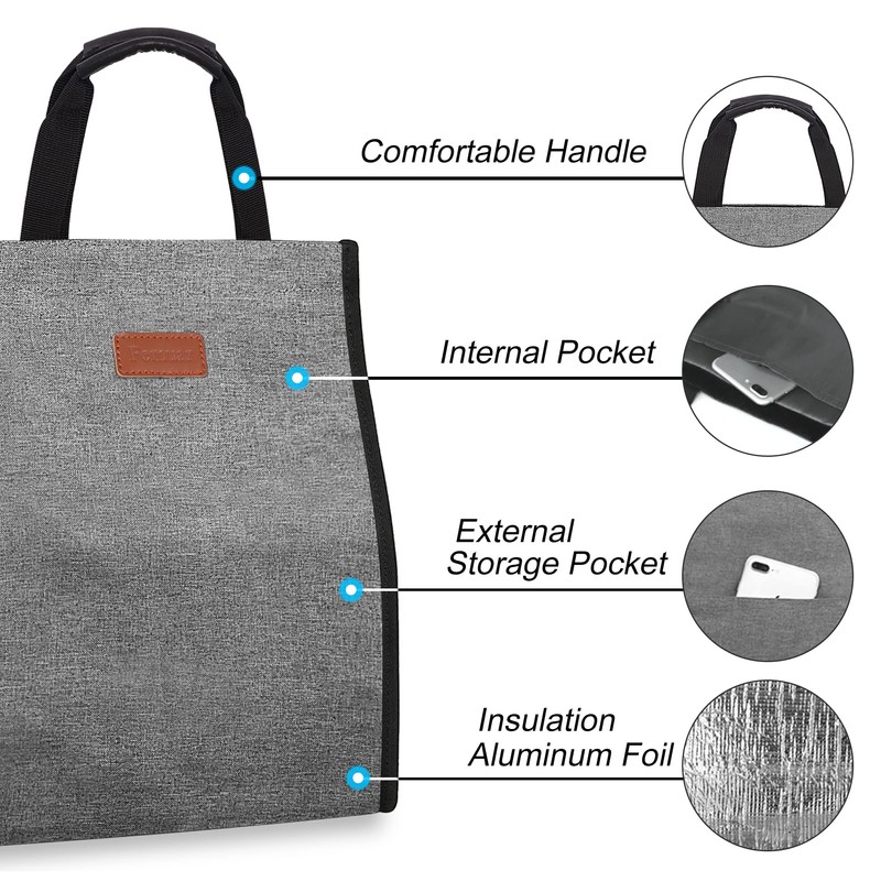 Lunch Bags for Women Insulated Reusable Lunch Tote with Internal
