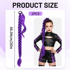 Purple Hair Extensions, Purple Hair, Clip In Hair Extension for Women and Girls with 26 Inch Length, Straight Synthetic Hair, Vibrant Color and Secure Clip Design for Versatile Styling Options