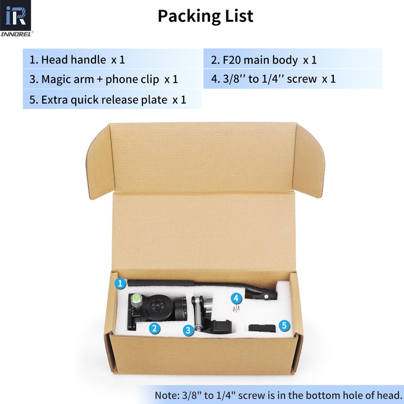 INNOREL F20 Fluid Head,Tripod Pan Tilt Head Mini Pan Metal
