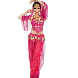 Women's Belly Dance Costume Set Indian Dance Performances Outfit, pink
