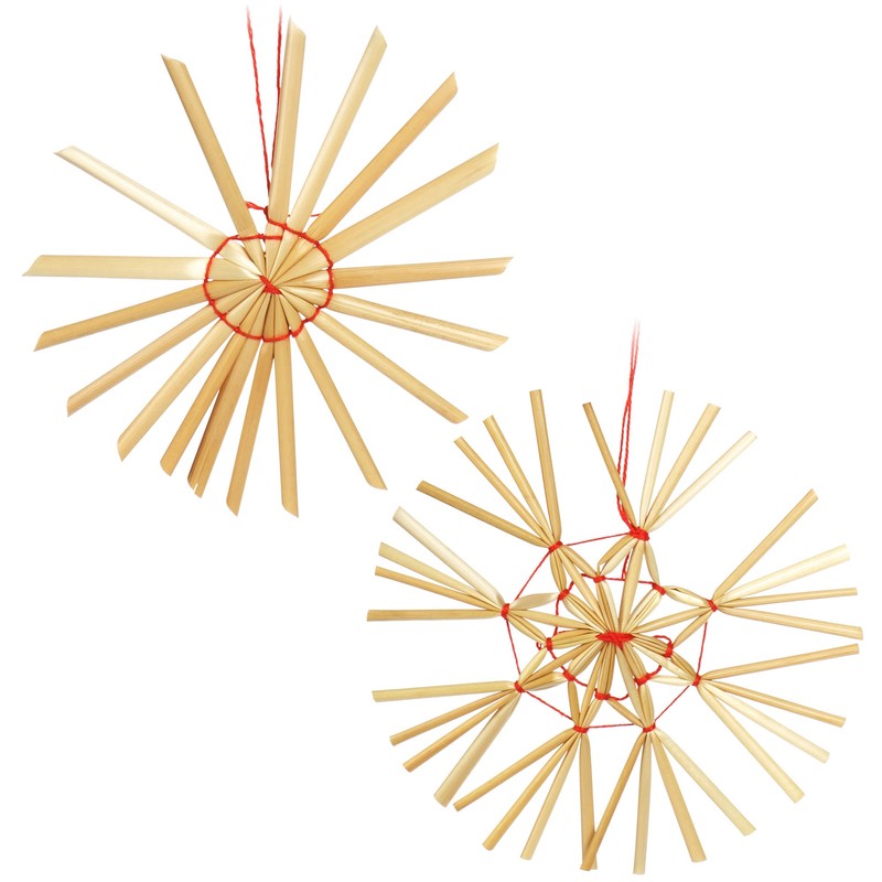 com-four® 12-Piece straw stars set - Christmas tree decorations made