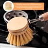 Wooden Washing Up Brush, 4Pcs Replacement Brush Heads for Eco