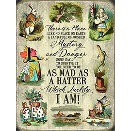 Alice in Wonderland Full Of Wonder As Mad As A Hatter Metal Wall Sign