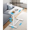 HUANUO Bedside Table with Wheels, Height-Adjustable Rolling Computer Cart, Overbed